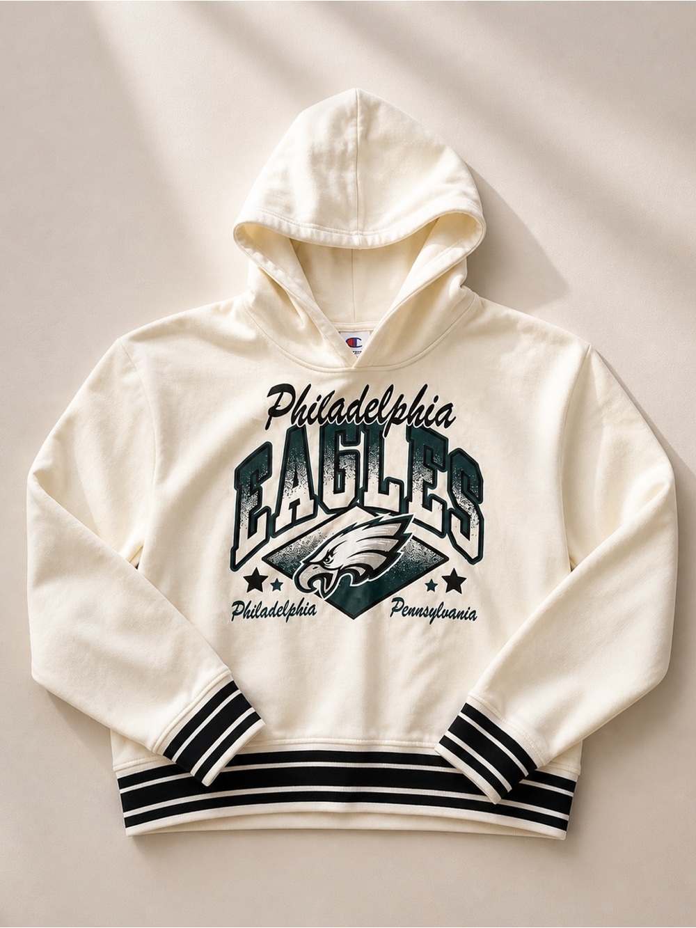 Philadelphia Eagles Cream Hooded Sweatshirt champion xl nwt NFL